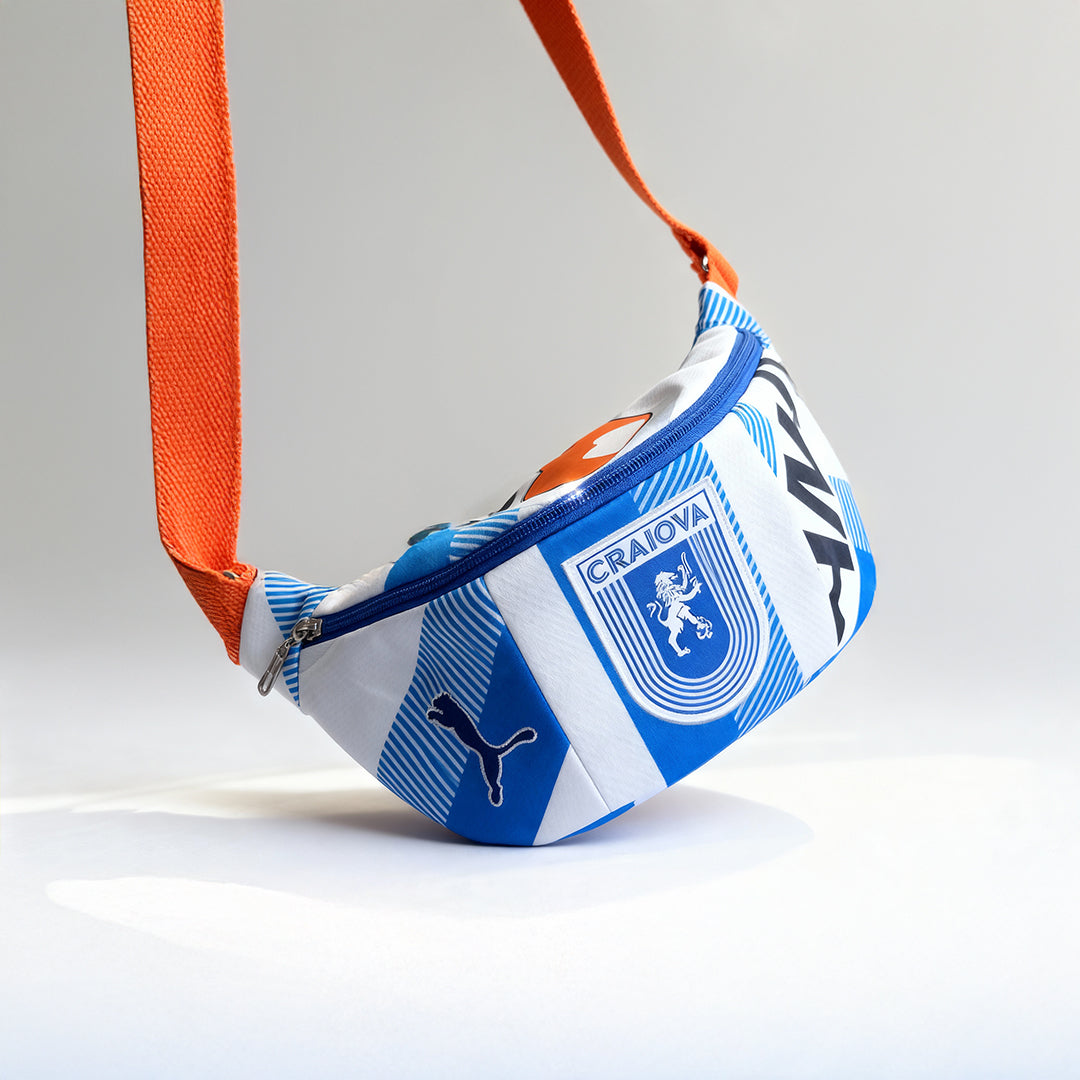 Upcycled Puma Jersey Crossbody Banana Bag