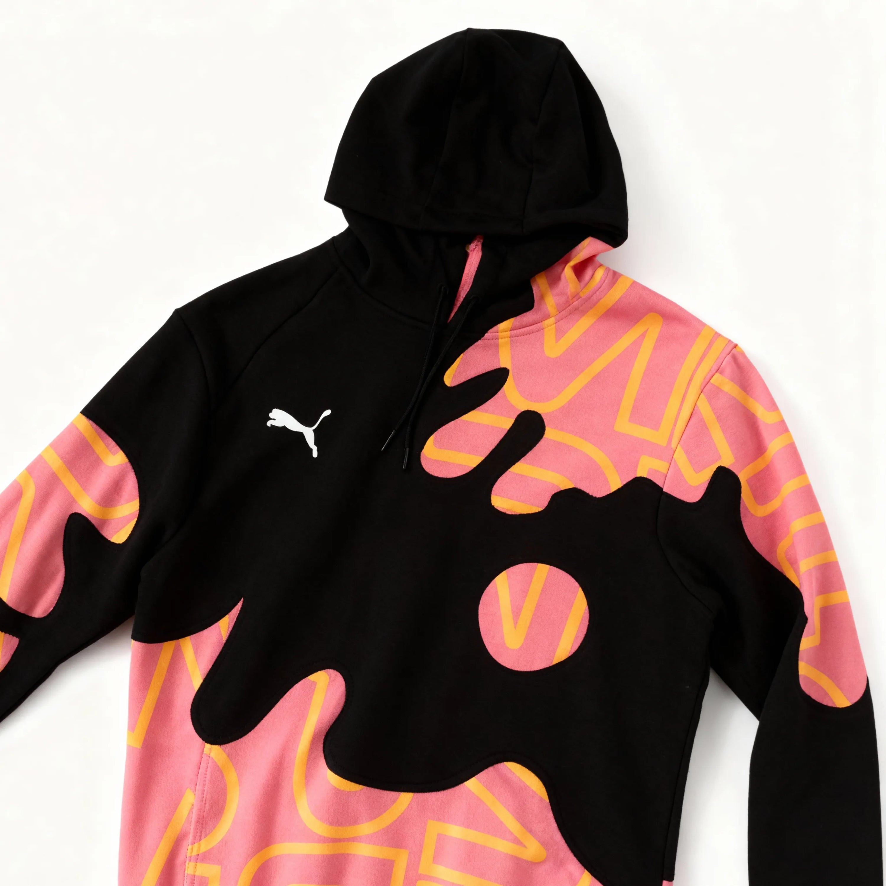 Upcycled Pink-Black Rework Hoodie